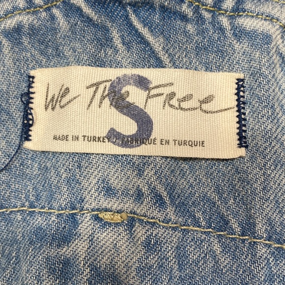 NWT We The Free Denim Overalls Size Small Blue Wide Leg Distressed Lyocell - Picture 9 of 13